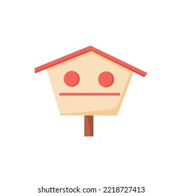 Vector cartoon illustration of a birdhouse with two entrances.
