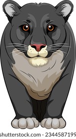 A vector cartoon illustration of a black panther walking.