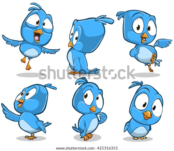 Vector Cartoon Illustration Blue Bird Character Stock Vector (Royalty ...