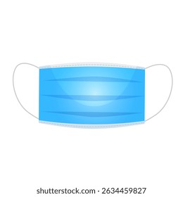 Vector cartoon illustration of blue medical face mask isolated on white background.