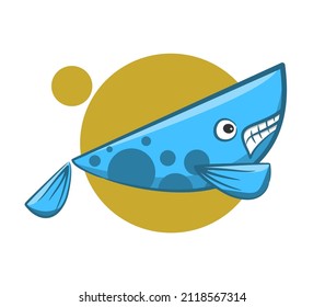 vector cartoon illustration of blue and pink whale