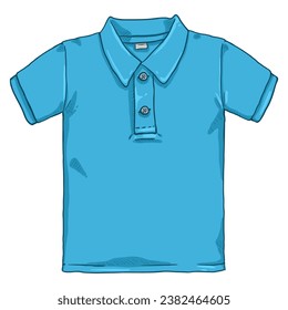 Vector Cartoon Illustration - Blue Polo Shirt