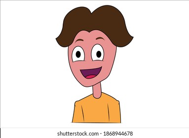 Vector cartoon illustration. Boy is amazed. Isolated on white background.