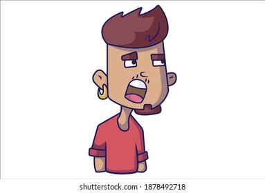 Vektorgrafik-Illustration. Junge ist wütend. Einzeln auf weißem Hintergrund.