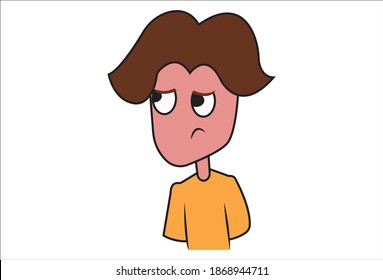 Vector cartoon illustration. Boy is annoy. Isolated on white background.