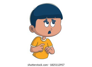 Ilustración de dibujos animados. El chico está confundido. Aislado sobre fondo blanco.