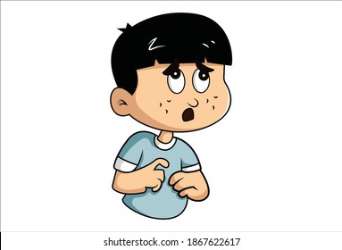 Vector Cartoon Illustration Boy Confused Isolated Stock Vector (Royalty ...