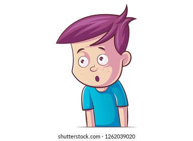 Vector cartoon illustration of boy expression. Isolated on white background.