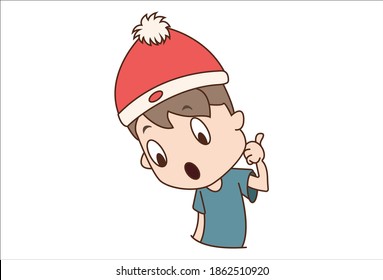 Vector cartoon illustration. Boy is giving the thumbs-up sign. Isolated on white background.
