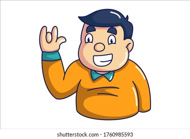 Vector cartoon illustration of the boy is happy. Isolated on white background. 