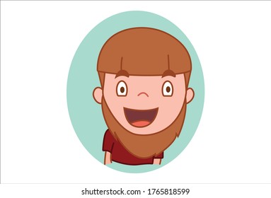 Vector cartoon illustration of boy is happy. Isolated on white background.