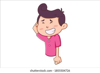 Vector cartoon illustration. Boy is happy. Isolated on white background.