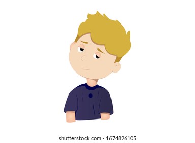 Vector cartoon illustration of boy ignored. Isolated on white background.