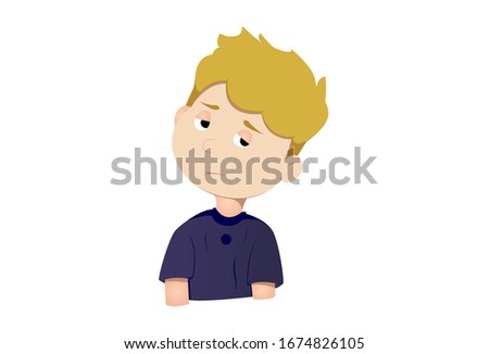 Vector cartoon illustration of boy ignored. Isolated on white background.