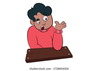 Vector cartoon illustration of boy. Isolated on white background.