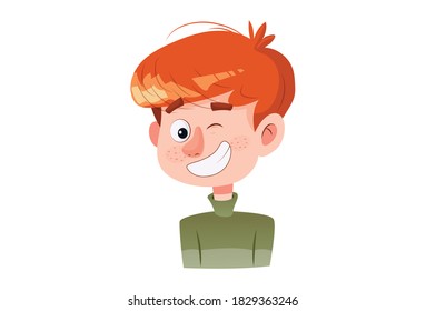 Vector cartoon illustration. Boy is making eyes. Isolated on white background.