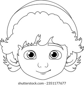 Vector cartoon illustration of a boy with a neutral facial expression wearing a beanie hat