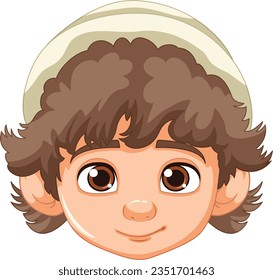 Vector cartoon illustration of a boy with a neutral expression and a beanie hat