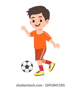 Vektorcartoon-Illustration von Jungen, die Fußball spielen, Sport, Kinder-Illustration