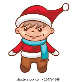 Vector Cartoon Illustration Of a Boy In Red Clothes.