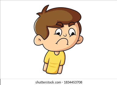 La ilustración vectorial de un niño es triste. Aislado sobre fondo blanco.