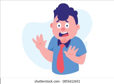 La ilustración vectorial de un niño está asustada. Aislado sobre un fondo blanco.