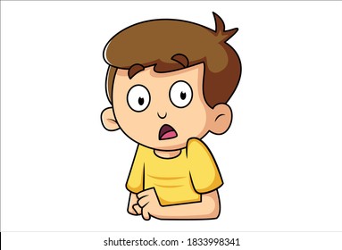 Vektorgrafik-Illustration des Jungen ist schockiert. Einzeln auf weißem Hintergrund.