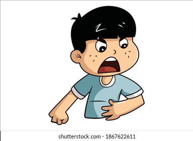 Ilustración de dibujos animados. El chico está impactado. Aislado sobre fondo blanco.