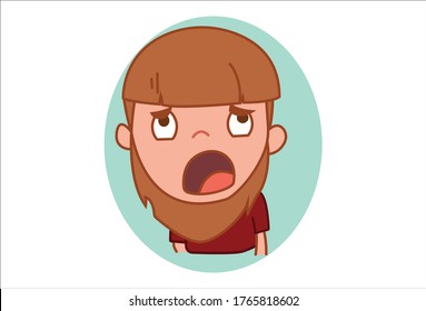 Vector cartoon illustration of boy shocking expression. Isolated on white background.