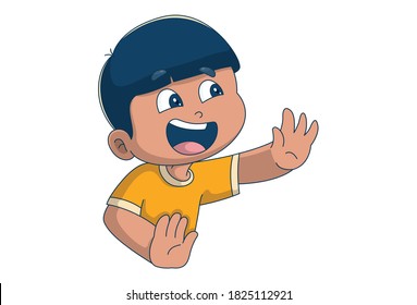 Vector cartoon illustration. Boy is shouting. Isolated on white background.