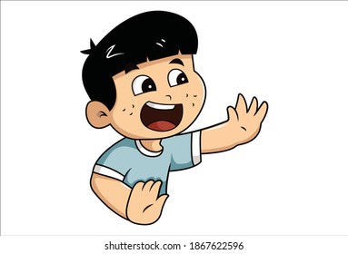 Vector cartoon illustration. Boy is shouting. Isolated on white background.