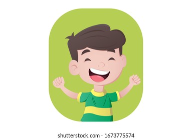 La ilustración vectorial del niño está sonriendo. Aislado sobre fondo blanco.