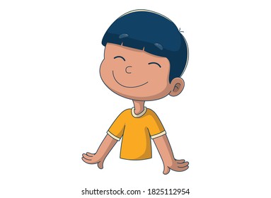 Vector cartoon illustration. Boy is smiling. Isolated on white background.