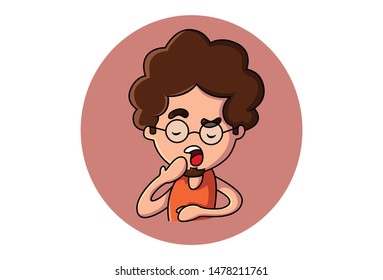 Vector cartoon illustration of boy wearing glasses. Isolated on white background.