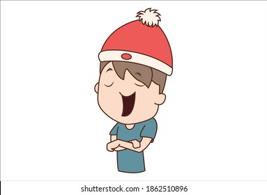 Vector cartoon illustration of the boy is yawning. Isolated on white background.