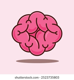 Vector cartoon illustration of brain. Vector cartoon Illustration suitable for poster, brochure, web, mascot, sticker, logo and icon.