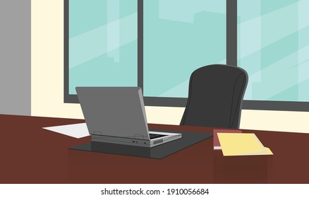 Vector cartoon illustration of bright office background concept