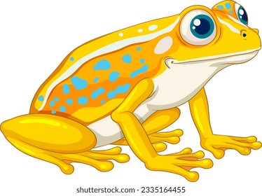 A vector cartoon illustration of a bright yellow frog isolated on a white background