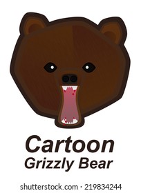 Vector cartoon illustration of brown angry grizzly bear mascot.