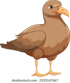 A vector cartoon illustration of a brown bird standing isolated on a white background