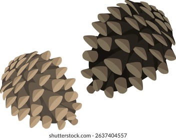 Vector cartoon illustration brown pine cone isolated on a white background. Natural botanical element, perfect for autumn, seasonal, and forest-themed designs.