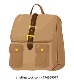 Vector cartoon illustration of brown satchel bag isolated against white background