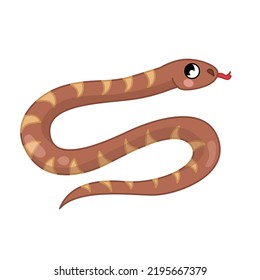 Dibujo vectorial de una serpiente marrón sobre un fondo blanco.
