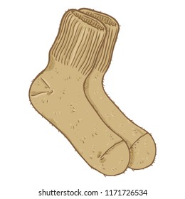 Vector Cartoon Illustration - Brown Socks of Camel Wool