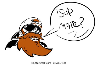 vector cartoon illustration of brutal bearded man 