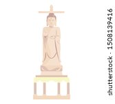 Vector Cartoon Illustration Of Buddha Statue Isolated