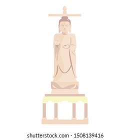 Vector Cartoon Illustration Of Buddha Statue Isolated