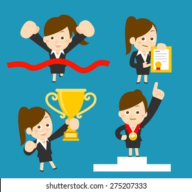 Vector cartoon illustration - Businesswoman set
