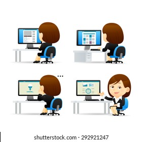 Vector cartoon illustration - Businesswoman set