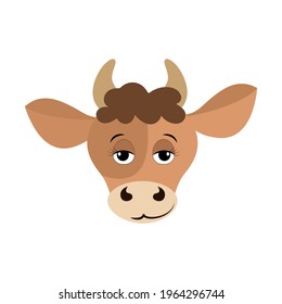 Vector cartoon illustration of a calf head. Taurus horoscope